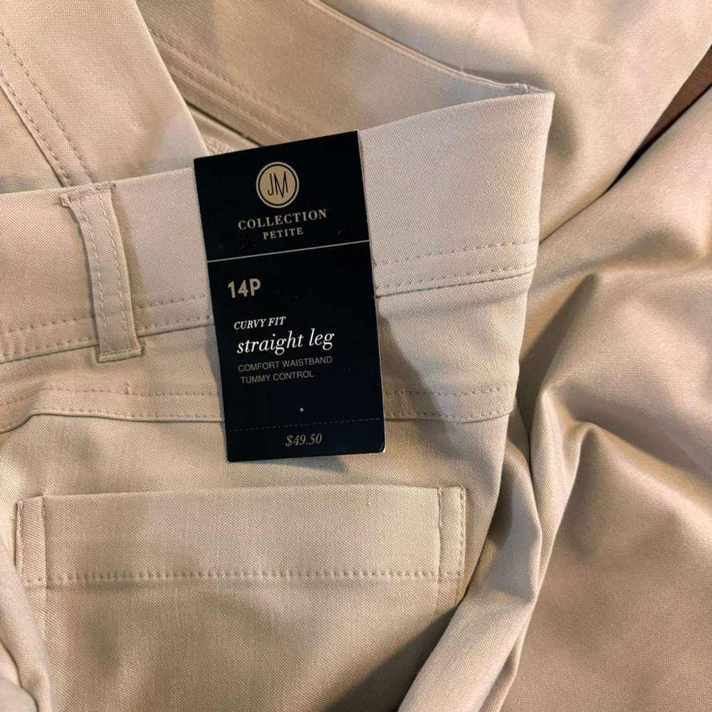 JM Collection Petite Tummy-Control Curvy Fit Light Beige Dress Pants NWT - Picture 6 of 7